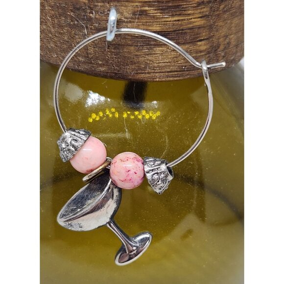 Wine  Charms Wine Glass Markers Set of 4 Beads and Charms on Wine Barrel Stave C - Picture 3 of 11